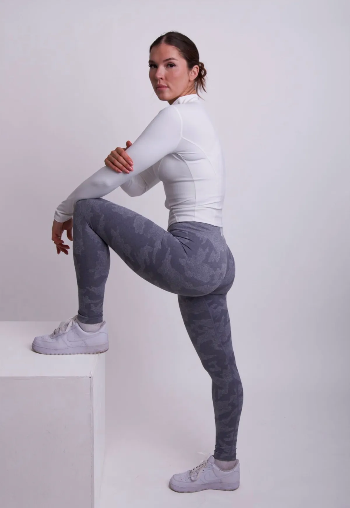 Grey Camo Seamless Leggings, view 1