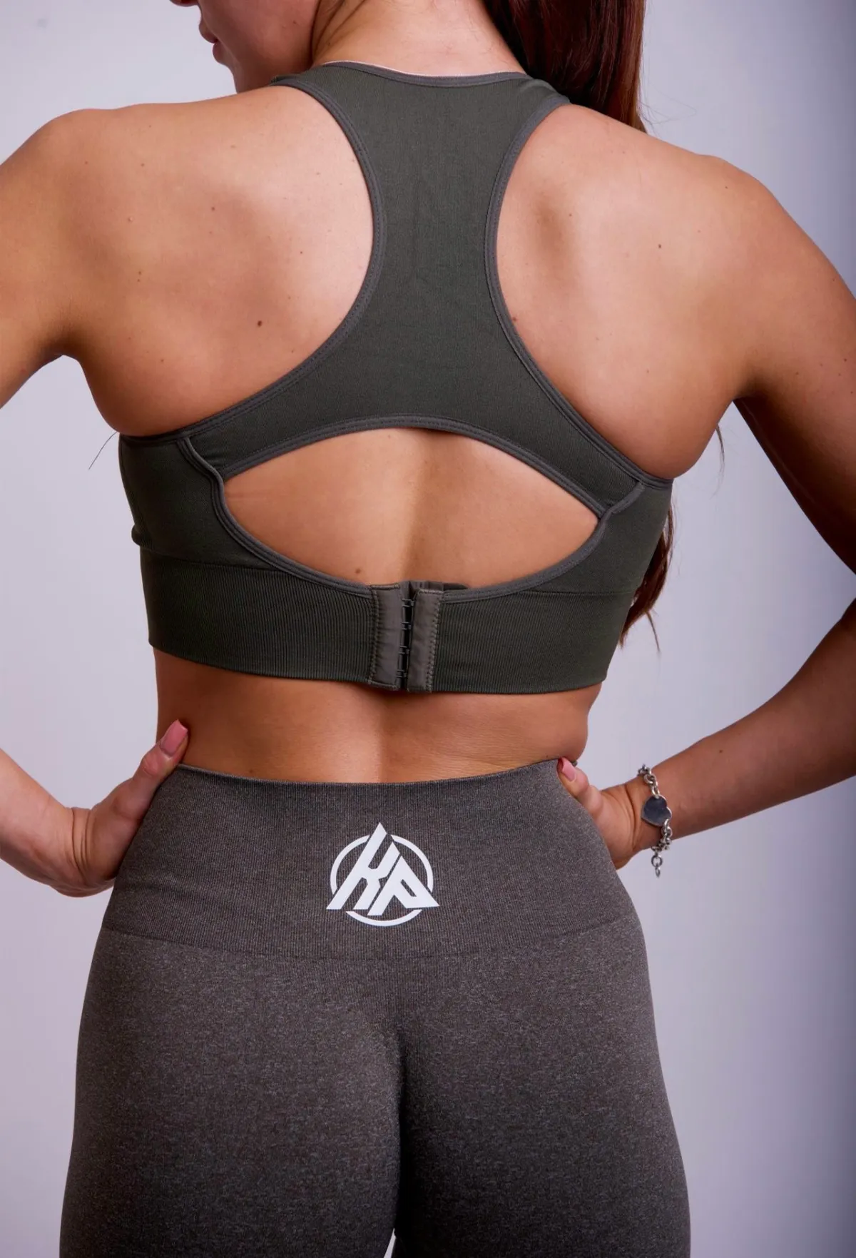 Khaki Green Sports Bra, view 1